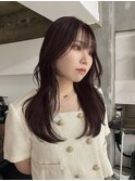 ロングレイヤー韓国レイヤーくびれヘア艶髪暖色