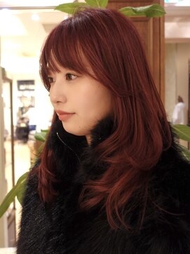 ビュートリアム265(BEAUTRIUM 265) ロングレイヤー 顔まわりカット ダブルカラー ローズカラー
