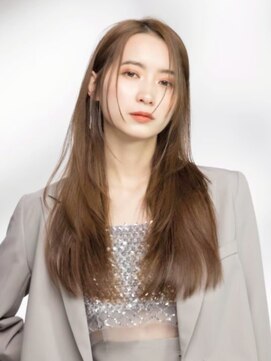 顔まわりレイヤー/ライトブラウン/艶髪