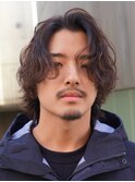 メンズシースルーマッシュニュアンスパーマシャドウパーマテテ風