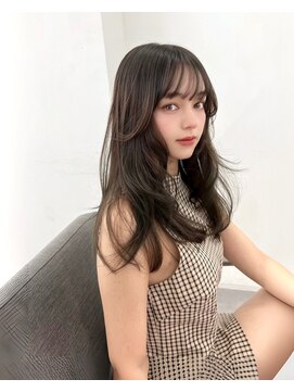 ヌイ 横浜(nui) ふわふわフェイスレイヤー_前髪マチルダボブピンクベージュ