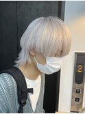 【GEEKS渋谷】ホワイト/マッシュウルフ/センターパート/中性