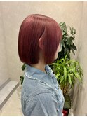 切りっぱなしボブ/カシスピンク
