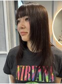 顔周りレイヤーカットxナチュラルブラウン