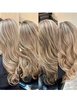 ブレンド 渋谷(BLend)&nbsp;ハイライトカラーくびれヘアアプリコットオレンジ