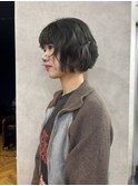 オリーブグレージュ×ボブ