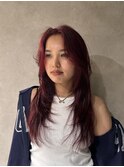 【藤沢/湘南】レイヤーカット/ロングレイヤー/チェリーレッド