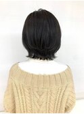 小顔/丸み/ボブ/外ハネ/黒髪/ミディアム/30代40代/大人かわいい