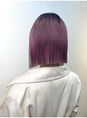 ピンクバイオレット切りっぱなしボブ