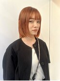 オレンジベージュ/ボブ/ショートボブ/ブリーチ/ハイトーン