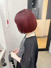 リグ 横浜(Lig.) ワインレッドミニマルボブバーガンディブリーチ＆ダブルカラー