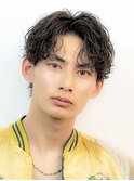ハイライトメンズ波巻きスパイラルパーマサーフスタイルウルフ