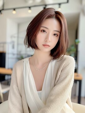 ブロッサム 東中野店 20代30代大人可愛いアッシュベージュくびれボブ耳掛け透明感