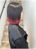 【ブルベ冬におすすめ】毛先カラーピンクレッド★秋山