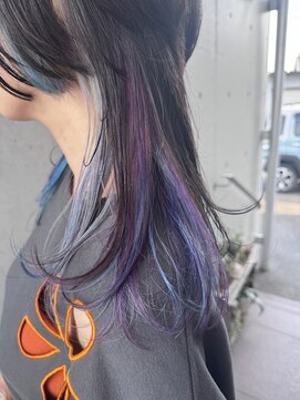 アチーブ ヘア デザイン(achieve hair design) 寒色系デザインカラーダブルカラー×レイヤーカットクラゲヘアー