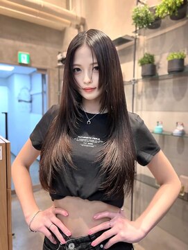 レーヴバイロンド 仙台(Reve by Lond) ミディアムレイヤーカット髪質改善縮毛矯正ダークアッシュ仙台