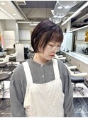 ショートボブ/インナーカラー/フェイスフレーミング