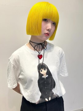 ロックス バイ マグ 松本(rocks BY MAG) ハイトーンブロンド×韓国風切りっぱなし小顔ボブ