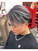 大人かっこいいシルバーグレーバレイヤージュセンターパート