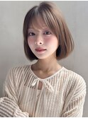うるツヤミルクブラウン前髪夏サイドバングデジタルパーマ