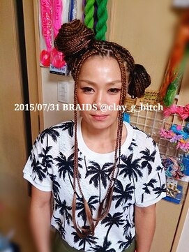 クレイジービッチ(CLAY G BITCH) 【￥ASK】仙台ブレイズ ワンカール shortBRAIDS Blackhair