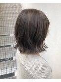 グレージュ_マロンベージュ Aラインボブ かきあげ