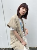 20代30代大人かわいいツヤ感レッドブラウン★オン眉ショート