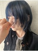 【BEAT S】　ネイビー/ショートウルフ/ケアブリーチ/矢場町/栄