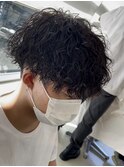 ツイストスパイラルパーマツーブロックメンズマッシュパーマ