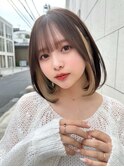 大人かわいい インナーカラーボブ 内巻きボブ 原宿/表参道