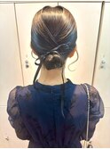 結婚式お呼ばれタイトシニヨン／ヘアセット/カチモリ
