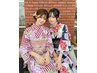 【華やかな1日に★】浴衣レンタル+着付け+無料ヘアセット+小物