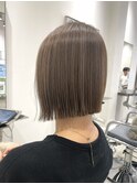 切りっぱなしボブ　タッセルボブ　ブリーチ無しカラー　髪質改善