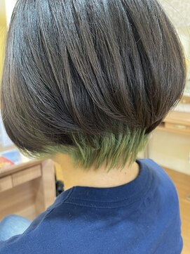 ニューヨークニューヨークマザーズ(NYNY Mothers) ショートボブ/インナーカラー/グリーン/ナチュラル