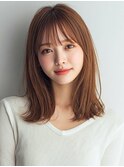 ミディアムヘア ミルクティーベージュ 前髪カット 髪質改善 20代