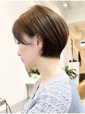 40代50代60代美髪くびれ丸み大人ショートボブ小顔グレージュ