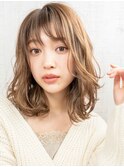☆大人可愛いひし形レイヤーミディ ハッシュカット20代30代40代