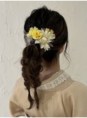 浴衣　ヘアセット　セミロング　ポニーテール　大阪