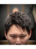 <理容室> メンズ　ナチュラル　ショートパーマ　シェービング