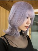 ホワイトブロンド/ワイドバング/美髪/外ハネボブ