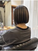 パラパラブリーチ×ミニマルボブ×チャコールグレージュ30代40代