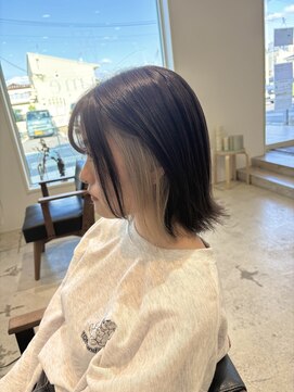ジジ インターパーク 宇都宮(Gigi) イヤリングカラー/インナーカラー/ホワイトベージュ/ボブヘア