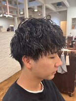 エクファ ヘア リゾート 大津 瀬田店(ex-fa hair resort)&nbsp;ミルクティーブロンド/ダークブルー/デジタルパーマ/大津/瀬田