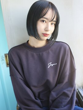 バース(BIRTH) 天神【BIRTH】透けバングフレンチボブ×くすみブルー　9