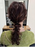 結婚式二次会編みおろし編み込みお呼ばれヘアセットドレスヘア