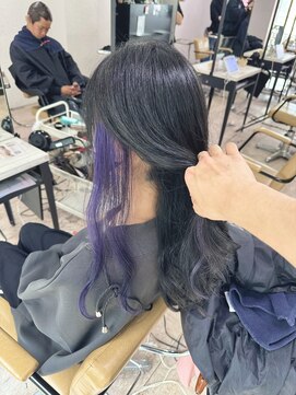 アジールヘア 所沢プロペ通り店(agir hair) ブルーラベンダーインナーカラーイメチェン前髪ケアブリーチ所沢