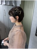 ヘアアレンジ　イメチェン　外ハネボブ　ワイドバング