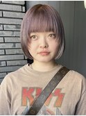 ボブ 顔周り ラベンダーグレージュ ハイトーン ブリーチ 20代