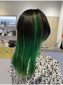インナーカラー、グリーン、エメラルドグリーン【草加】