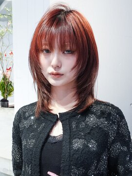 アルバム 池袋(ALBUM) ミディアムレイヤーカット前髪カット韓国ヘア_F91341